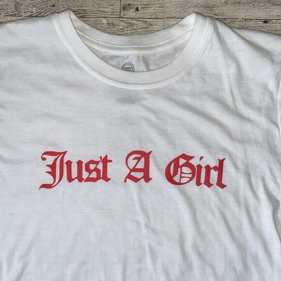 “Just A Girl”, Custom, Old English Style, Short Sleeve Tee - Picture 11 of 15